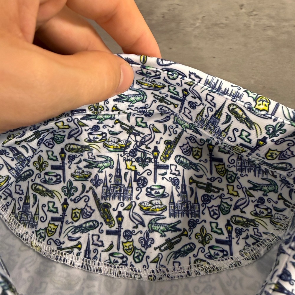 Rhoback The Quarter Polo Mens XL White New Orleans Print Performance Shirt NOLA - Picture 4 of 9
